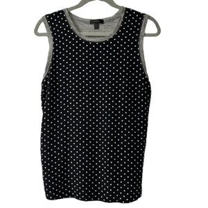 J. Crew Black & White Polka Dot Silk & Linen Tank Top Size Medium